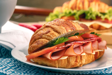 Fresh Croissant Sandwich Breakfast Delicious Baking
