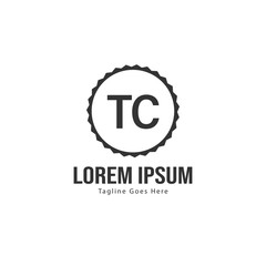 Initial TC logo template with modern frame. Minimalist TC letter logo vector illustration