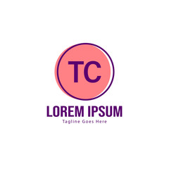 Initial TC logo template with modern frame. Minimalist TC letter logo vector illustration