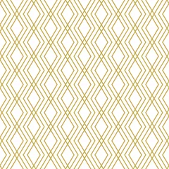 Behang Ruiten Naadloos geometrisch vectorpatroon met lineaire ruiten in gouden kleur