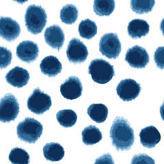 Random indigo blue polka dots background. Seamless vector pattern - 278791840