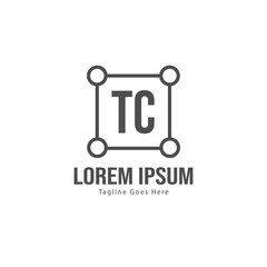 Initial TC logo template with modern frame. Minimalist TC letter logo vector illustration