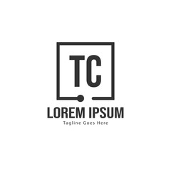 Initial TC logo template with modern frame. Minimalist TC letter logo vector illustration