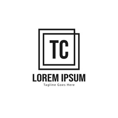 Initial TC logo template with modern frame. Minimalist TC letter logo vector illustration