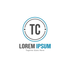 Initial TC logo template with modern frame. Minimalist TC letter logo vector illustration