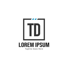 Initial TD logo template with modern frame. Minimalist TD letter logo vector illustration