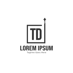 Initial TD logo template with modern frame. Minimalist TD letter logo vector illustration