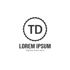 Initial TD logo template with modern frame. Minimalist TD letter logo vector illustration