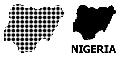 Fototapeta na wymiar Dotted Pattern Map of Nigeria