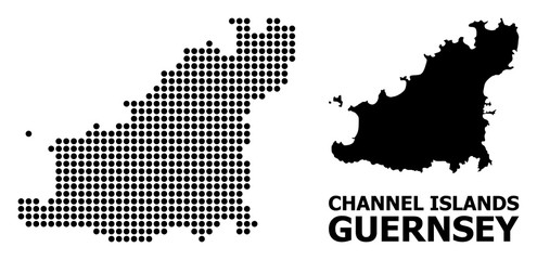 Obraz premium Dot Mosaic Map of Guernsey Island