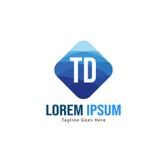 Initial TD logo template with modern frame. Minimalist TD letter logo vector illustration