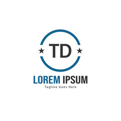 Initial TD logo template with modern frame. Minimalist TD letter logo vector illustration