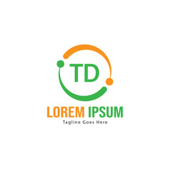 Initial TD logo template with modern frame. Minimalist TD letter logo vector illustration