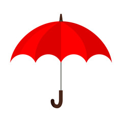 Flat design vector illustration of classic elegant opened red umbrella cane icon