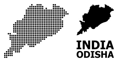 Fototapeta na wymiar Dot Mosaic Map of Odisha State