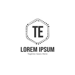 Initial TE logo template with modern frame. Minimalist TE letter logo vector illustration