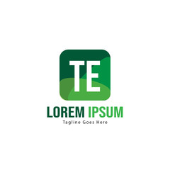 Initial TE logo template with modern frame. Minimalist TE letter logo vector illustration