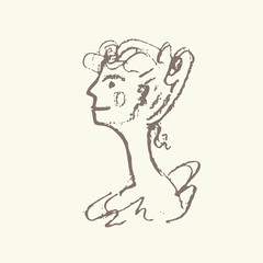 Naklejka premium Drawing sketch woman portrait face in profile. Styling hairstyle 19th century. Imitation of pencil drawing quick drawing free hand.