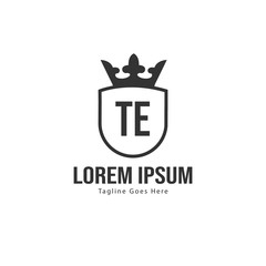 Initial TE logo template with modern frame. Minimalist TE letter logo vector illustration
