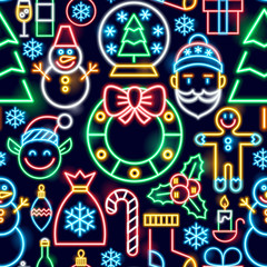 Christmas Neon Seamless Pattern