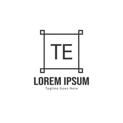 Initial TE logo template with modern frame. Minimalist TE letter logo vector illustration