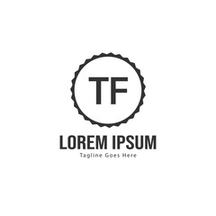 Initial TF logo template with modern frame. Minimalist TF letter logo vector illustration