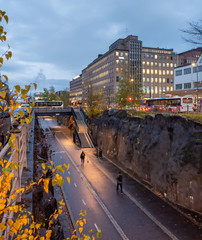 Helsinki citycenter. Nature oriented scandinavian architecture. Evening after the rain in Helsinki, Finland.
