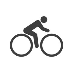 Single cyclist icon. Vector on white background