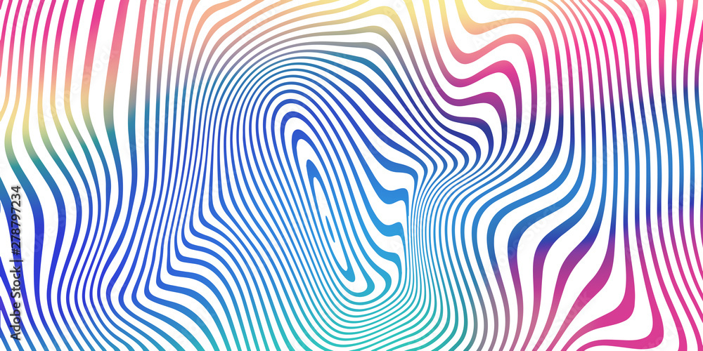 Aufkleber Liquid color blend background, holographic iridescent stripes pattern. Vector abstract fluid color gradient splash background