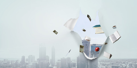 Effect of torn paper hole