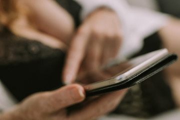 woman in sexy clothes with mobile phone