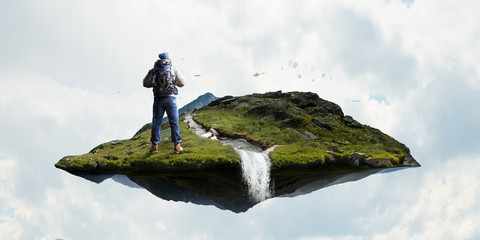 Abstract concept of travelling tourist