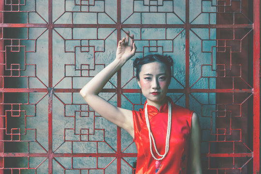 Woman in Chinese dress