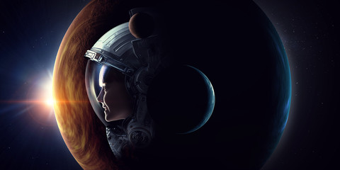 Exploring outer space. Mixed media