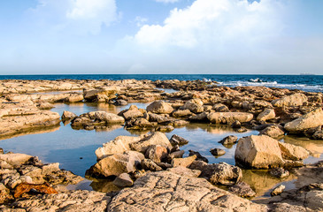 Sea stones rocks washed by sea waves-seascape