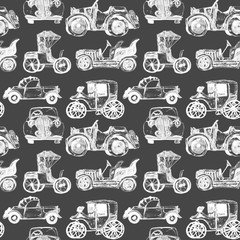 Watercolor hand drawn artistic colorful retro vintage car  seamless pattern 