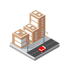 Cityscape design elements with isometric building