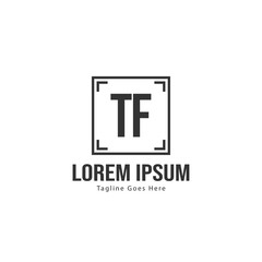 Initial TF logo template with modern frame. Minimalist TF letter logo vector illustration