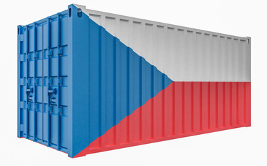 Fototapeta premium 3D Illustration of Cargo Container with Czech Republic Flag