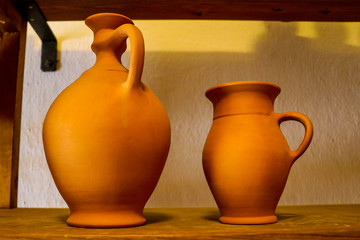 Vases and pottery vessels decorative craft products made of clay and natural ceramic materials.