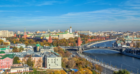 Moscow. Top view of  Kremlin and  Kremlin Embankment