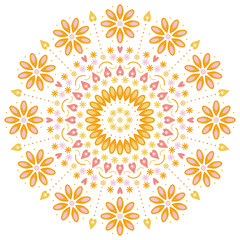 Fototapeta na wymiar Hippie style floral mandala illustration. Abstract summer flowers