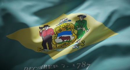 Official flag of the state of Delaware. United States of America.