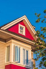 Houses in suburb at Summer in the north America. Luxury houses with nice landscape.
