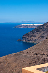 peacefull aerial view of santorini island greece