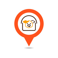 Pigsty vector pin map icon