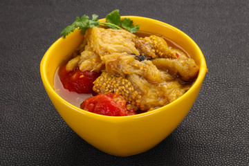 Caucasian cuisine - baked eggplant and tomato