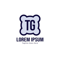 Initial TG logo template with modern frame. Minimalist TG letter logo vector illustration