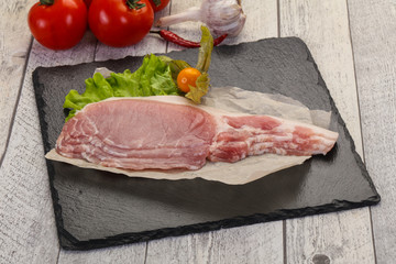 Raw pork bacon