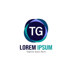 Initial TG logo template with modern frame. Minimalist TG letter logo vector illustration